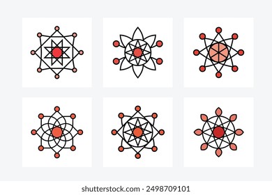 Elegant black and white mandala geometry principle silhouette vector art illustration set. Perfect for intricate and stylish designs, offering a modern and symmetrical artistic touch.