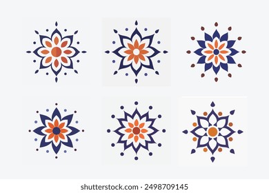 Elegant black and white mandala geometry principle silhouette vector art illustration set. Perfect for intricate and stylish designs, offering a modern and symmetrical artistic touch.