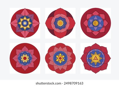 Elegant black and white mandala geometry principle silhouette vector art illustration set. Perfect for intricate and stylish designs, offering a modern and symmetrical artistic touch.