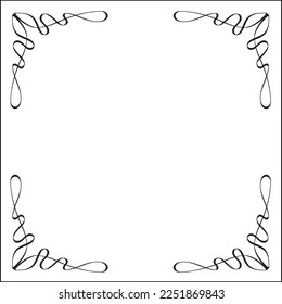Elegant black and white monochrome ornamental border for greeting cards, banners, invitations. Isolated vector illustration.  Oriental style.