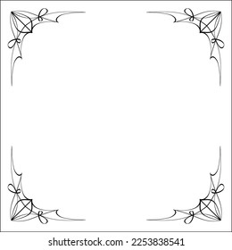 Elegant black and white monochrome ornamental border for greeting cards, banners, invitations. Isolated vector illustration.