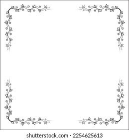 Elegant black and white monochrome ornamental border with gradient for greeting cards, banners, invitations. Isolated vector illustration. Gradient frame for white background. 