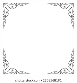 Elegant black and white monochrome ornamental border for greeting cards, banners, invitations. Isolated vector illustration.
