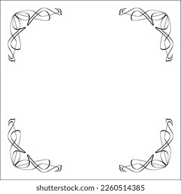 Elegant black and white monochrome ornamental border for greeting cards, banners, invitations. Isolated vector illustration.