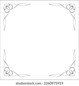 Elegant black and white monochrome ornamental border for greeting cards, banners, invitations. Isolated vector illustration.