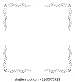 Elegant black and white monochrome ornamental border for greeting cards, banners, invitations. Isolated vector illustration.