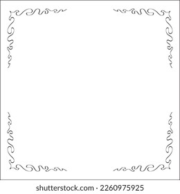 Elegant black and white monochrome ornamental border for greeting cards, banners, invitations. Isolated vector illustration.