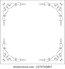 Elegant black and white monochrome ornamental border for greeting cards, banners, invitations. Isolated vector illustration.