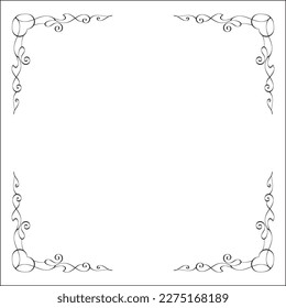 Elegant black and white monochrome ornamental border for greeting cards, banners, invitations. Vector frame for all sizes and formats. Isolated vector illustration.