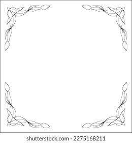 Elegant black and white monochrome ornamental border for greeting cards, banners, invitations. Vector frame for all sizes and formats. Isolated vector illustration.