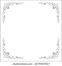 Elegant black and white monochrome ornamental border for greeting cards, banners, invitations. Vector frame for all sizes and formats. Isolated vector illustration.