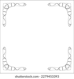 Elegant black and white monochrome ornamental border for greeting cards, banners, invitations. Vector frame for all sizes and formats. Isolated vector illustration.