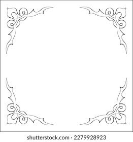 Elegant black and white monochrome ornamental border for greeting cards, banners, invitations. Vector frame for all sizes and formats. Isolated vector illustration.