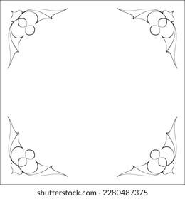 Elegant black and white monochrome ornamental border for greeting cards, banners, invitations. Vector frame for all sizes and formats. Isolated vector illustration.