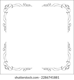 Elegante borde ornamental en blanco y negro monocromo para tarjetas de felicitación, banners, invitaciones. Marco vectorial para todos los tamaños y formatos. Ilustración vectorial aislada.