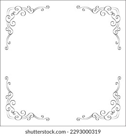 Elegant black and white monochrome ornamental border for greeting cards, banners, invitations. Vector frame for all sizes and formats. Isolated vector illustration.