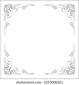 Elegant black and white monochrome ornamental border for greeting cards, banners, invitations. Vector frame for all sizes and formats. Isolated vector illustration.