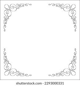 Elegant black and white monochrome ornamental border for greeting cards, banners, invitations. Vector frame for all sizes and formats. Isolated vector illustration.