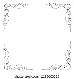 Elegant black and white monochrome ornamental border for greeting cards, banners, invitations. Vector frame for all sizes and formats. Isolated vector illustration.