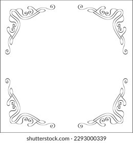 Elegant black and white monochrome ornamental border for greeting cards, banners, invitations. Vector frame for all sizes and formats. Isolated vector illustration.