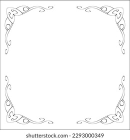 Elegant black and white monochrome ornamental border for greeting cards, banners, invitations. Vector frame for all sizes and formats. Isolated vector illustration.