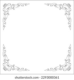 Elegant black and white monochrome ornamental border for greeting cards, banners, invitations. Vector frame for all sizes and formats. Isolated vector illustration.