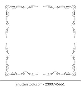 Elegant black and white monochrome ornamental border for greeting cards, banners, invitations. Vector frame for all sizes and formats. Isolated vector illustration.