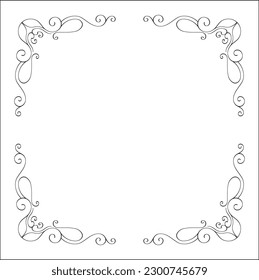Elegant black and white monochrome ornamental border for greeting cards, banners, invitations. Vector frame for all sizes and formats. Isolated vector illustration.