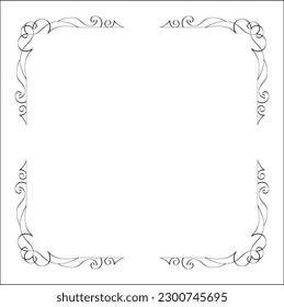 Elegant black and white monochrome ornamental border for greeting cards, banners, invitations. Vector frame for all sizes and formats. Isolated vector illustration.