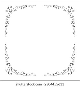 Elegant black and white monochrome ornamental border for greeting cards, banners, invitations. Vector frame for all sizes and formats. Isolated vector illustration.