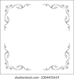 Elegant black and white monochrome ornamental border for greeting cards, banners, invitations. Vector frame for all sizes and formats. Isolated vector illustration.