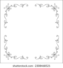 Elegant black and white monochrome ornamental border for greeting cards, banners, invitations. Vector frame for all sizes and formats. Isolated vector illustration.