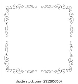 Elegant black and white monochrome ornamental border for greeting cards, banners, invitations. Vector frame for all sizes and formats. Isolated vector illustration.