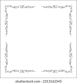 Elegant black and white monochrome ornamental border for greeting cards, banners, invitations. Vector frame for all sizes and formats. Isolated vector illustration.