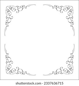 Elegant black and white monochrome ornamental border for greeting cards, banners, invitations. Vector frame for all sizes and formats. Isolated vector illustration.