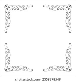 Elegant black and white monochrome ornamental border for greeting cards, banners, invitations. Vector frame for all sizes and formats. Isolated vector illustration.
