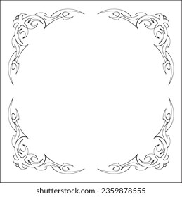 Elegant black and white monochrome ornamental border for greeting cards, banners, invitations. Vector frame for all sizes and formats. Isolated vector illustration.
