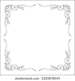 Elegant black and white monochrome ornamental border for greeting cards, banners, invitations. Vector frame for all sizes and formats. Isolated vector illustration.
