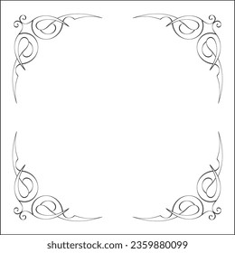 Elegant black and white monochrome ornamental border for greeting cards, banners, invitations. Vector frame for all sizes and formats. Isolated vector illustration.