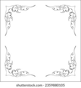 Elegant black and white monochrome ornamental border for greeting cards, banners, invitations. Vector frame for all sizes and formats. Isolated vector illustration.