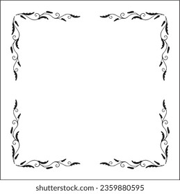 Elegant black and white monochrome ornamental border for greeting cards, banners, invitations. Vector frame for all sizes and formats. Isolated vector illustration.