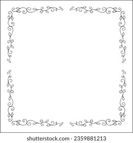 Elegant black and white monochrome ornamental border for greeting cards, banners, invitations. Vector frame for all sizes and formats. Isolated vector illustration.
