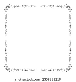 Elegant black and white monochrome ornamental border for greeting cards, banners, invitations. Vector frame for all sizes and formats. Isolated vector illustration.
