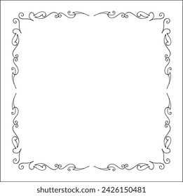 Elegant black and white monochrome ornamental border with sharp angles for greeting cards, banners, invitations. Vector frame for all sizes and formats. Isolated vector illustration.	
