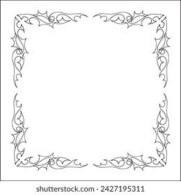 Elegant black and white monochrome ornamental border for greeting cards, banners, invitations. Vector frame for all sizes and formats. Isolated vector illustration.