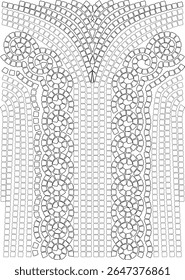 Vetor de padrão de mosaico preto e branco elegante, design de azulejos geométricos intrincados, fundo decorativo, ornamento arquitetônico.
