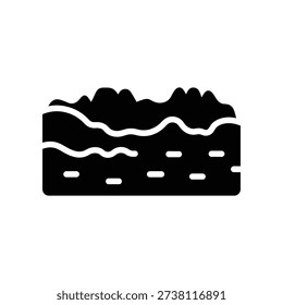 Elegant black and white mountain range silhouette with smooth lines, ideal for modern design, logos, and branding projects.