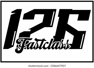 Elegant black and white number 176 vector, FAST CLASS text, racing sticker design.