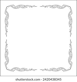 Elegant black and white ornamental frame, decorative border, corners for greeting cards, banners, business cards, invitations, menus. Isolated vector illustration.	