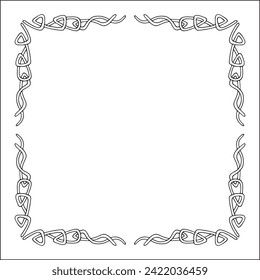 Elegant black and white ornamental frame, decorative border, corners for greeting cards, banners, business cards, invitations, menus. Isolated vector illustration.